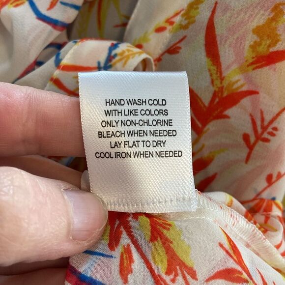 Modcloth Multicolor Be Buzzworthy Sheer Button Down Long Sleeve Blouse Size L - Picture 8 of 8